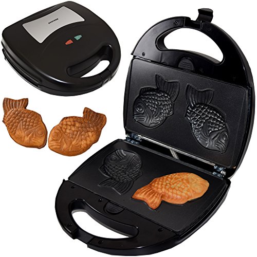 Syntrox Germany Taiyaki Maker japanisches Gebäck in Form eines Fisches Chefmaker SM-1300W Fish mit herausnehmbaren Backplatten von Syntrox Germany