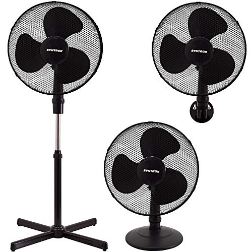 Syntrox Germany VT-44W-BL 3 in 1 Ventilator Standventilator + Tischventilator + Wandventilator mit Oszillation Windmaschine Axialventilator Lüfter Gebläse Syntrox Germany VT-44W-BL 3 in 1 Ventilator Standventilator + Tischventilator + Wandventilator mit Oszillation Windmaschine Axialventilator Lüfter Gebläse von Syntrox Germany