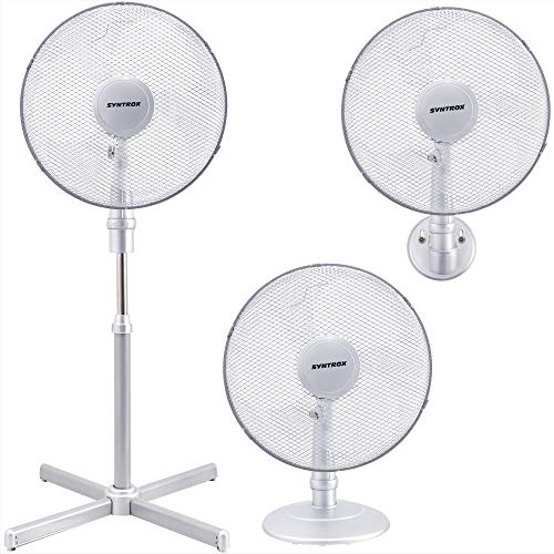 Syntrox Germany VT-44W-SI 3 in 1 Ventilator Standventilator + Wandventilator + Tischventilator mit Oszillation 40cm Syntrox Germany VT-44W-SI 3 in 1 Ventilator Standventilator + Wandventilator + Tischventilator mit Oszillation 40cm von Syntrox Germany