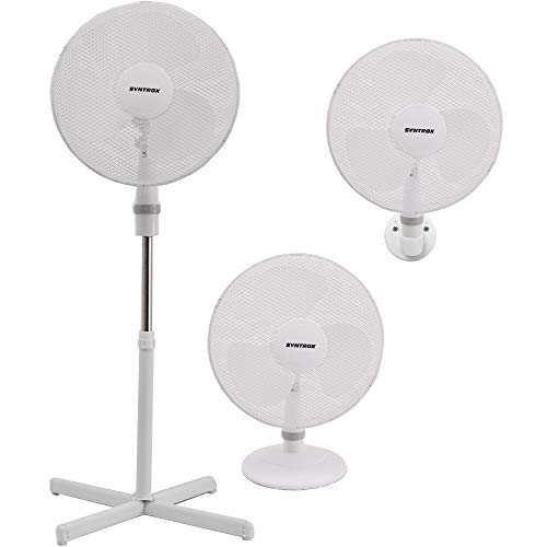 Syntrox Germany VT-44W-W 3 in 1 Ventilator Standventilator + Wandventilator + Tischventilator mit Oszillation 40cm Syntrox Germany VT-44W-W 3 in 1 Ventilator Standventilator + Wandventilator + Tischventilator mit Oszillation 40cm von Syntrox Germany