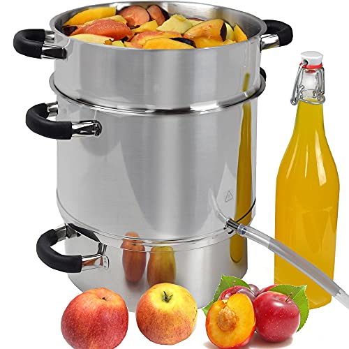 Syntrox Germany mobiler Dampfentsafter aus Edelstahl mit Glasdeckel Dampfgarer Saftpresse Obstpresse mit Heizelement DK-1500W-SS 8.5L von Syntrox Germany