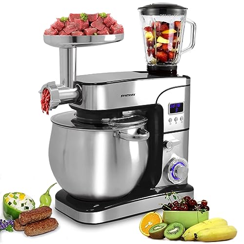 Syntrox Küchenmaschine Schwarz Edelstahl 12 Liter Küchengerät & Fleischwolf, Multi-Funktions-Küchenhelfer, Hochleistungs-Küchenmixer, 2000 Watt von Syntrox Germany