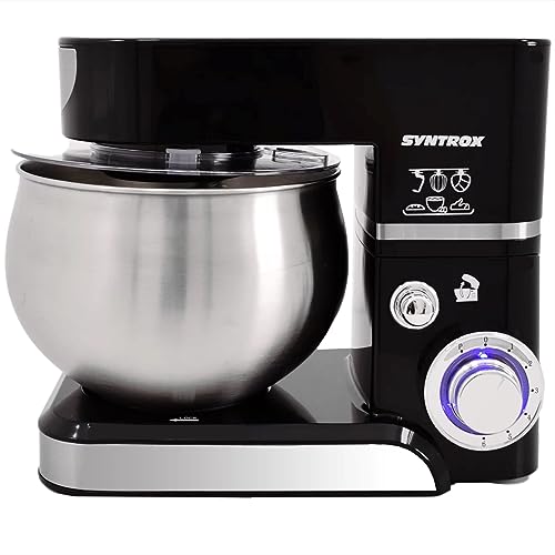 Syntrox Küchenmaschine & Knetmaschine Basic 5 Liter, Stabile rutschfeste Gummifüße, Hochwertiges Design, Multifunktionale Küchenmaschine (Schwarz) von Syntrox Germany