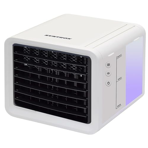 Syntrox Mini Luftkühler mit Wasserkühlung Trivaria | Verdunstungskühler, Luftbefeuchter, Lufterfrischer, USB-Anschluss, Sommerkühlung, Camping-Luftkühler (Weiß) von Syntrox Germany