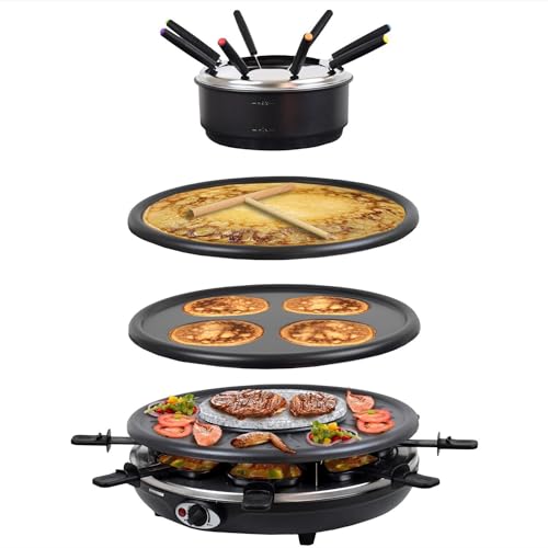 Syntrox Raclette-Grill Set Emailliert Wades mit Fondue und Wechselplatten, Multifunktions Raclette, Pancake Crepe Maker, 8 Personen, 1350 Watt, Antihaftbeschichtet, Platzsparendes Küchengerät Syntrox Raclette-Grill Set Emailliert Wades mit Fondue und Wechselplatten, Multifunktions Raclette, Pancake Crepe Maker, 8 Personen, 1350 Watt, Antihaftbeschichtet, Platzsparendes Küchengerät von Syntrox Germany