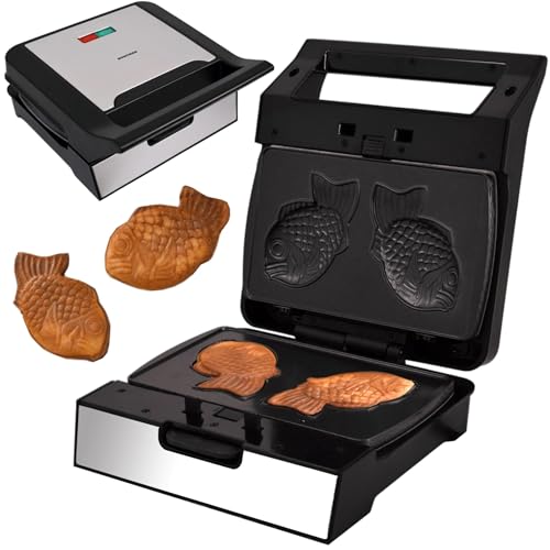 Syntrox Taiyaki Maker mit Wechselplatten, Edelstahl, schnelles Aufheizen, Antihaftbeschichtet, verschiedene Wechselplatten, Multifunktionsgerät von Syntrox Germany