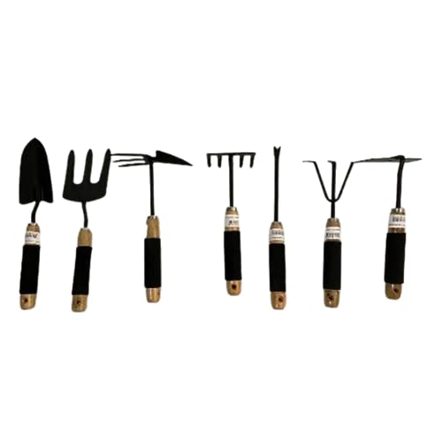 Synx Tools - Gartengeräte Set 7-teilig - Schaufel Hand - Mini Hacke mit Krallen - Rechen Gärtner - Handwerkzeuge - Gemüsegarten benötigt von Synx Tools