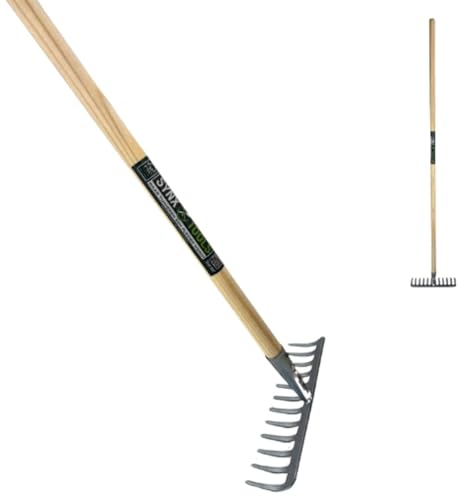 Synx Tools Gartenrechen 12 Zähne verzinkt Rechen - Rechen - Laubrechen - Bodenbearbeitungsmaschinen - Unkrautentferner - Gartenartikel - Komplett Inkl. 160cm Stiel von Synx Tools