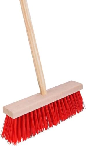 Synx Tools Harter Besen Rot - Gartenbesen -Nylon - 30 cm - Straßenbesen - Besen - Veger - Outdoor Besen mit Stiel 150 cm von Synx Tools