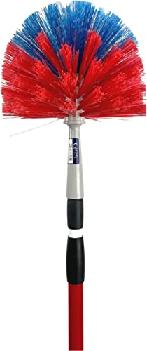 Synx Tools Ragebol Rot/Blau - Spinnenträger mit Teleskopstiel 155 cm - Ragebol mit Stiel - Staubwedel - Haushaltsartikel - Rührkugel mit Teleskopstiel - Reinigung - Ausziehbar - Kehrmaschine - Duster von Synx Tools