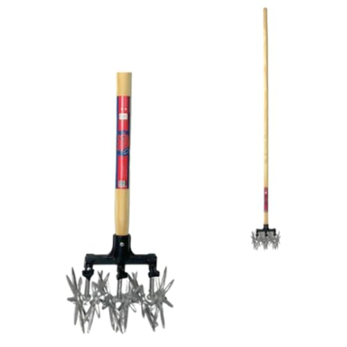 Synx Tools Rollkultivator mit Stiel 150 cm - gartenkralle bodenhacke Rollhacke Gartenfräse Bodenkrümler Kultivator Sternfräse Krümler Kultivator-Werkzeug zur Bodenmischung von Synx Tools