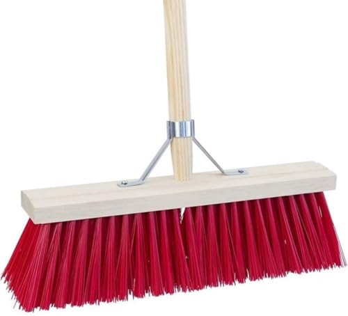 Synx Tools Straßenbesen Nylon Rot 50cm - Besen - Kehrer - Stadtbesen - Besen - Außenbesen - Gartenartikel - Besen mit Stiel 150cm - Außenbesen von Synx Tools