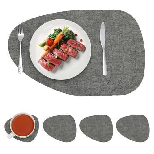 Syrads Tischsets und Untersetzer wasserdichte Küchentischsets Kaffeesets Waschbare Tischsets und Untersetzer 4er-Sets,Blaugrau Syrads Tischsets und Untersetzer wasserdichte Küchentischsets Kaffeesets Waschbare Tischsets und Untersetzer 4er-Sets,Blaugrau von Syrads