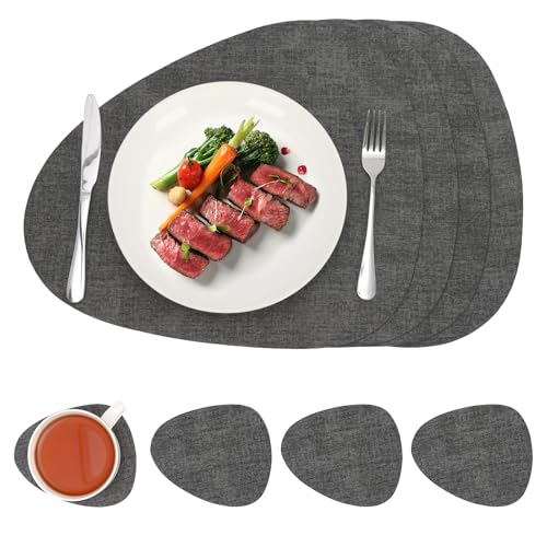 Syrads Tischsets und Untersetzer wasserdichte Küchentischsets Kaffeesets Waschbare Tischsets und Untersetzer 4er-Sets,Dunkelgrau Syrads Tischsets und Untersetzer wasserdichte Küchentischsets Kaffeesets Waschbare Tischsets und Untersetzer 4er-Sets,Dunkelgrau von Syrads