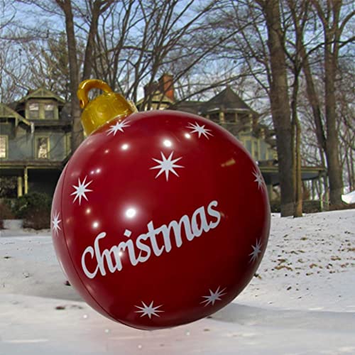 Bälle Weihnachtskugel 60 cm Aufblasbare PVC-Weihnachtskugel Outdoor-Weihnachtsdruck Verziertes Ballspielzeug Hof-Pool-Dekorationen (Christmas) von Syrisora