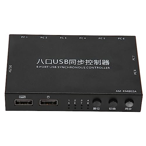Smart KVM Switch, USB KVM Switch, USB Synchronizer, 8 Ports USB2.0 Voller Speed ​​Plug and Play Metal Case USB Synchronizer für Tastaturmauscomputer von Syrisora