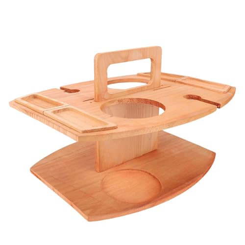 Syrisora Klapper Weinpicknicktisch, Paulownia Wood Wine Stand für Außen- und Leichtgewichten Tragbarer Obsttisch mit Glashalter, Perfekt für Picknicks, Camping, Versammlungen, Leicht zu von Syrisora