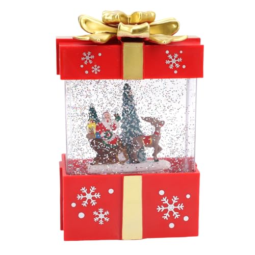 Syrisora Weihnachten Snowfall Music Box Glitzer Weihnachts -Musikbox Snowman Tree, Süße Geschenklampe für Urlaub, Heimdekoration mit Song, USB -Batterie Betrieben (Rot) von Syrisora