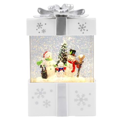 Syrisora Weihnachten Snowfall Music Box Glitzer Weihnachts -Musikbox Snowman Tree, Süße Geschenklampe für Urlaub, Heimdekoration mit Song, USB -Batterie Betrieben (Weiß) von Syrisora