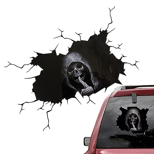 Halloween-Schädel-Aufkleber - Halloween-Totenkopf-Riss-Aufkleber - Wasserdichte Halloween-Schädel-Auto-Fenster-Wand-Festival-Dekoration für Windschutzscheiben-Türwand Sysdisen von Sysdisen