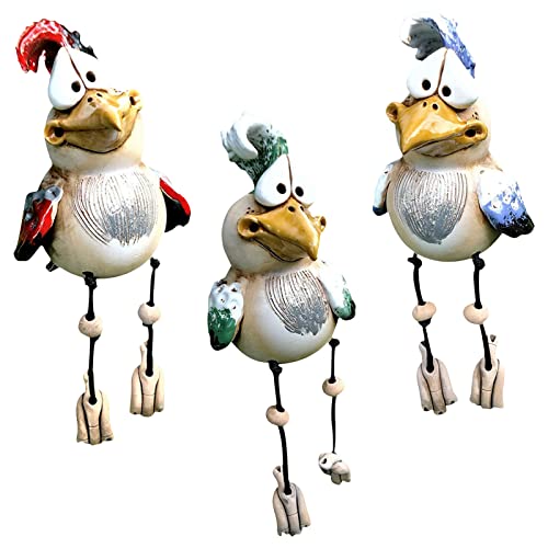 Huhn Deko Garten, Gartenstecker Huhn Gartendeko Huhn Gartenstecker, 3Pcs Funny Garden Chicken Statue Ornamente, lustige Harz Hahn Outdoor Statuen, Hauptskulpturendekoration für Innen, Außen, Bauernhof von Sysdisen