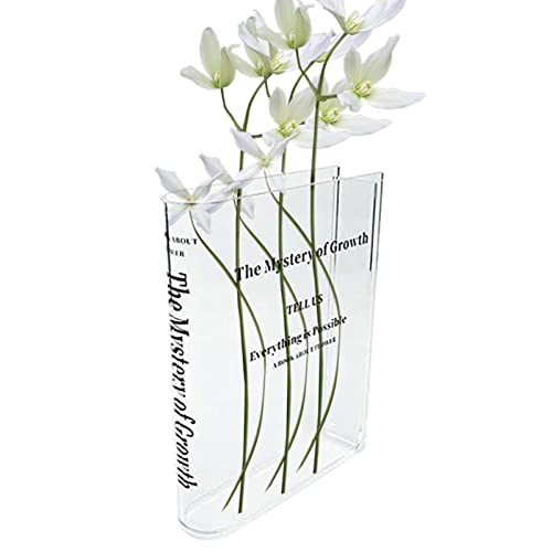 Sysdisen Klare Buch Blumenvase, Kristall Acryl Büchervase, Dekorative Acryl Vase Mit Geschmack, Buchform Acryl Blumenvase, Moderne Klare Acryl Vase, Kultureller Geschmack von Sysdisen