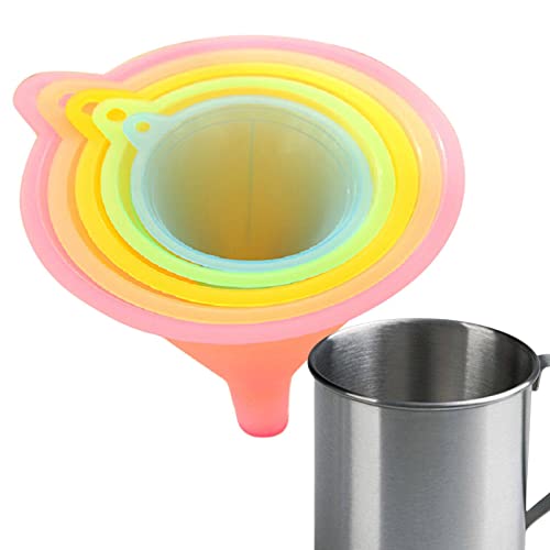 Sysdisen Kleiner Trichter,Bunte Trichter in 5 Größen - Allzwecktrichter-Set zu schnellen und sauberen Umfüllen von Öl, Bier, Flüssigkeiten, Lebensmitteln und Pulver von Sysdisen