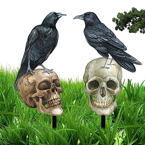 Sysdisen Totenkopf-Gartenpfahl-Dekor, Acryldekoration für den Garten, Totenkopf-Garten-Patio-Rasen-Yard-Pfahl, Outdoor-Gartendekoration für Garten, Terrasse, Rasen, Hinterhof von Sysdisen