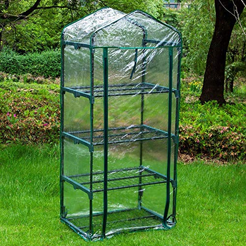 Gewächshausabdeckung , wasserdichte, transparente PVC-Abdeckung für 4-stöckiges Gewächshaus, Gewächshaus, Zelte, Pflanzenabdeckung für Gartenpflanzen, Blumenhaus, 69 x 49 x 160 cm von Sysow