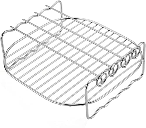 Sysow Luftfritteuse Zubehör: Edelstahl-Grillrost mit Doppellagigem Design für Luftfritteuse, rund, Mehrzweck-Grillrost von Sysow