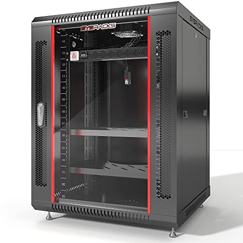 15U 24" Wandmontage-Server-Schrank, verschließbare Türen und Seitenteile aus Glas von Sysracks