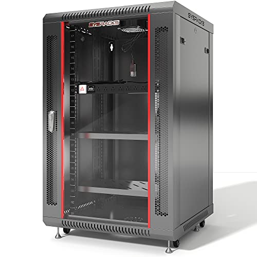 sysracks Racksupplier 18U Netzwerk Server Rack Schrank Gehäuse. Zubehör 4 gratis. PDU, belüftet Regal, Kühlerlüfter, 61 cm Gesamttiefe, voll geladen abschließbar Gehäuse Box. Erneuert Design von Sysracks