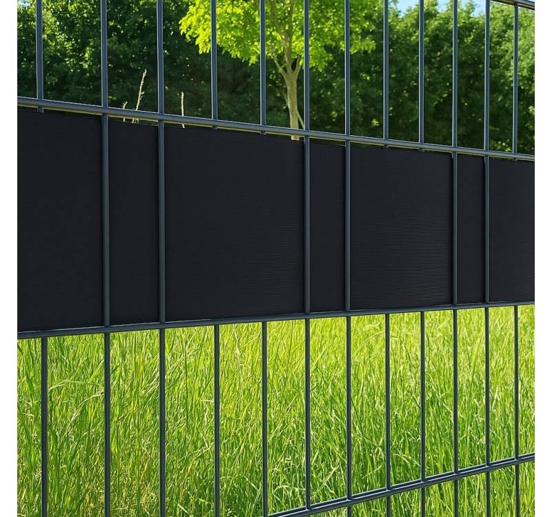 Systafex® Doppelstabmattenzaun Sichtschutz Rolle RAL9005 Schwarz 26m für Doppelstabmattenzaun, Bruchsicher, uv-beständig, witterungsbeständig, kürzbar von Systafex®