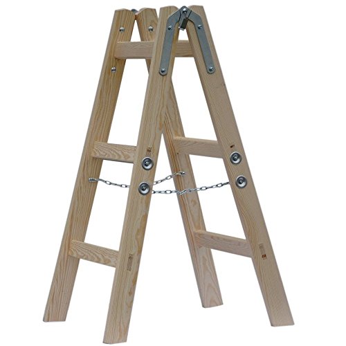 Systafex® Leiter Doppelstufenleiter Malerleiter Elektrikerleiter Stehleiter Holzleiter (3 Stufen) 95cm von Systafex
