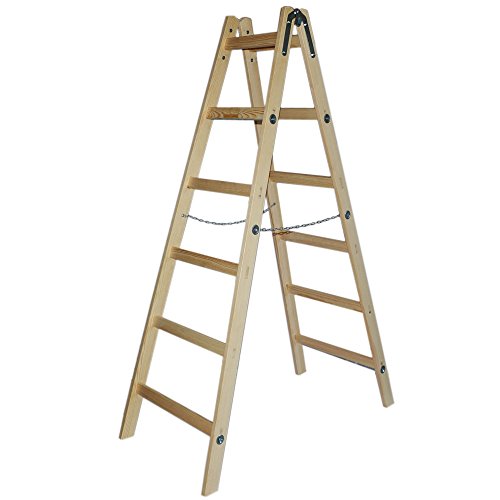 Systafex® Leiter Doppelstufenleiter Malerleiter Elektrikerleiter Stehleiter Holzleiter (6 Stufen) 1,85m von Systafex