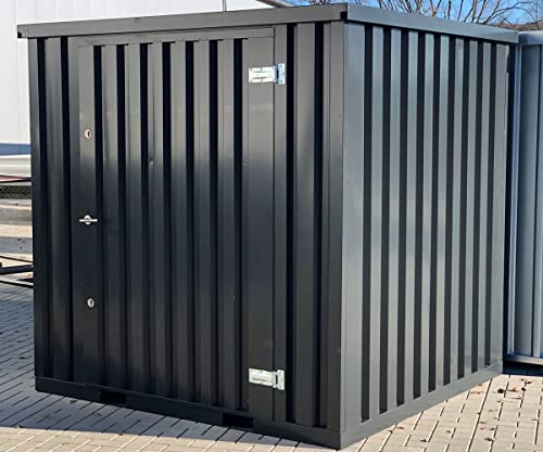 Systafex 2m x 2m Robuster Gerätecontainer Gerätehaus Geräteschuppen RAL 7021 Anthrazit inkl. Boden extrem Robust von Systafex
