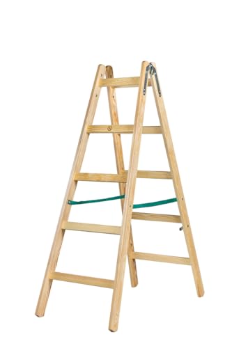 Systafex 2x5 Stufen 1,55m Leiter Doppelstufenleiter Malerleiter Elektrikerleiter Stehleiter Holzleiter von Systafex