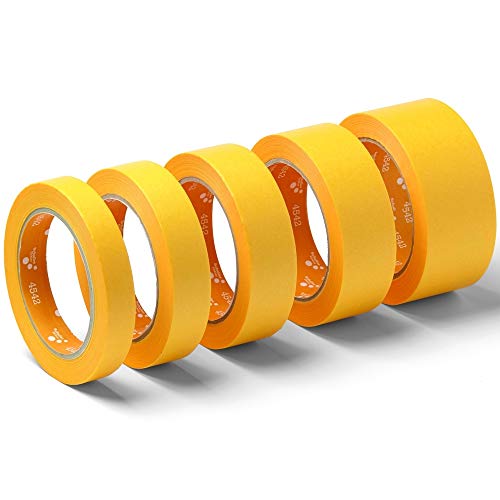 Systafex Goldband 3 Rollen Professional 50mm x 50m Malerband Kreppband Malerkrepp Abklebeband UV Klebeband 50mm von Systafex