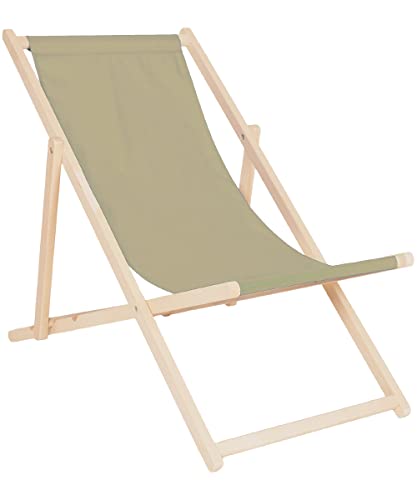 Systafex Premium Relaxliege Liegestuhl Strandstuhl Gartenliege Klappliegestuhl Sonnenliege klappbar (beige) von Systafex