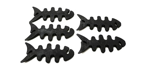 SYSTEM-S 5er Set Kabelmanager Wrap Kabelaufroller Fischform Silikon Aufwickler Kabelschutz in Schwarz von System-S