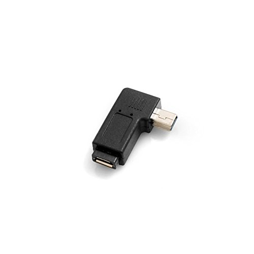 System-S Micro USB Buchse zu Mini USB Stecker 90° Grad Winkel Rechts Gewinkelt Winkelstecker Adapter Stecker, Schwarz von System-S