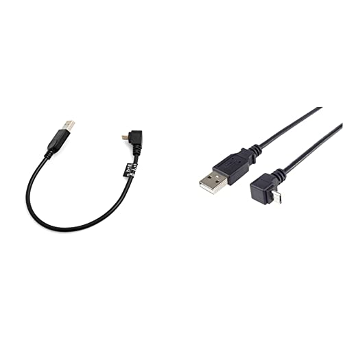 System-S Micro USB Kabel 90° Grad abwärts 27 cm & PremiumCord USB - Micro USB 90° Verbindungskabel 1m, USB A Stecker auf Micro B Stecker 90° abgewinkelt, 5Pins, AWG28, schwarz, 1m von System-S
