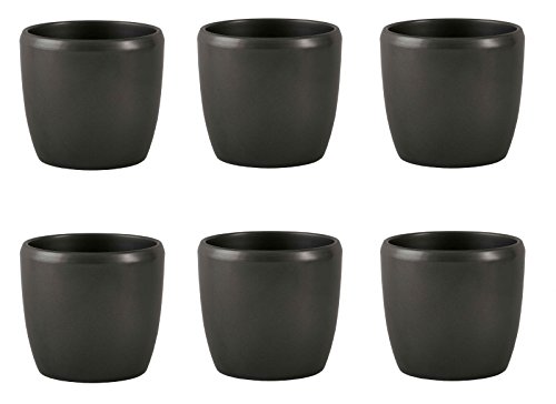 Set6 6 Keramik Hydro Blumentopf Venus dunkelsilber 13/12 Durchmesser 16cm H 14cm von System Übertöpfe Keramik