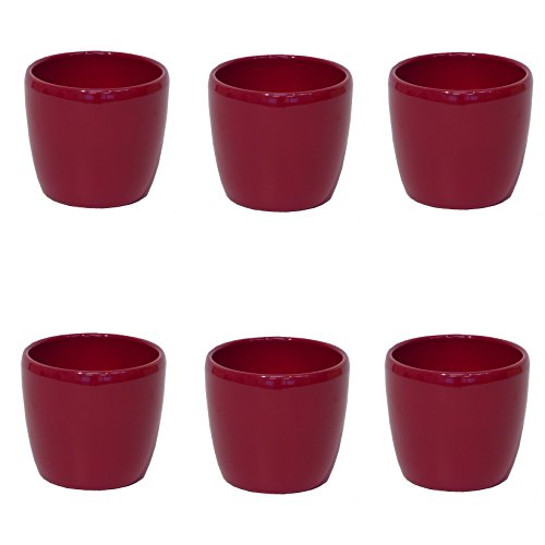 Set6 Keramik Hydro Blumentopf Venus 13/12 Ø 16 cm H 14cm weinrot von System Übertöpfe Keramik