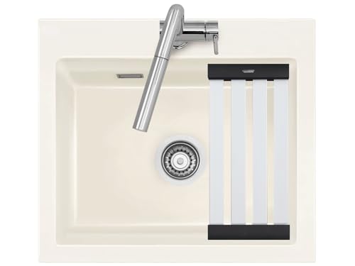 Systemceram Einbauspüle KeraDomo Kara 57 Handbedienung Sonder Magnolie 10 (glänzend) von Systemceram