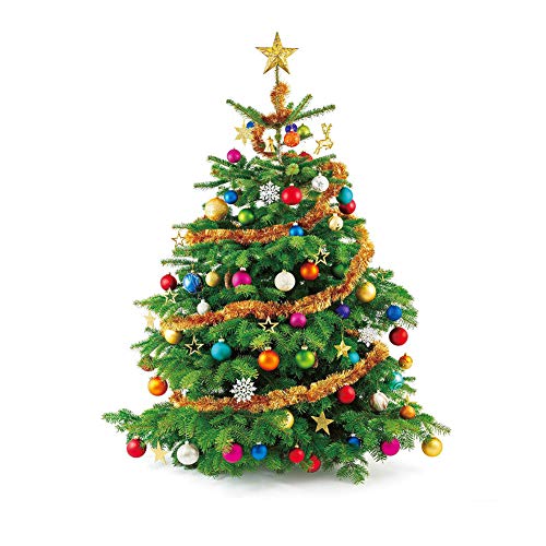 Sytaun Selbstklebender Wandaufkleber, Weihnachtsbaum Mit Hängendem Kugelform-Weihnachtsdekor Mehrfarbig von Sytaun