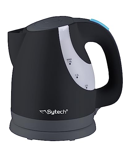 Sytech Kabelloser elektrischer Wasserkocher, 1,6 l, 360° drehbarer Sockel, Schwarz von Sytech