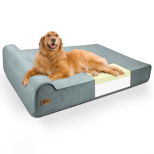 Sytopia XXL Hundebett aus Memory-Schaum, 17,8 cm dick, extra groß, orthopädische Couch für ältere Hunde über 45 kg, wasserabweisender und waschbarer Bezug, Innenfutter, Hellblau Sytopia XXL Hundebett aus Memory-Schaum, 17,8 cm dick, extra groß, orthopädische Couch für ältere Hunde über 45 kg, wasserabweisender und waschbarer Bezug, Innenfutter, Hellblau von Sytopia
