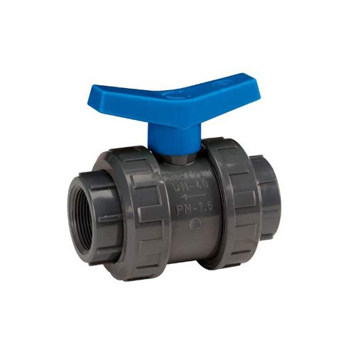 Syveco 584008 Serie 584 PVC-U Kugelhahn, PN16, Poolserie, Blauer Griff, 1-1/2" FBSP x 1-1/2" FBSP von Syveco