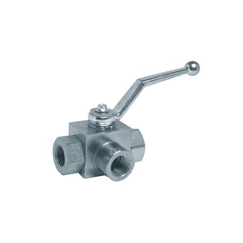 Syveco 721002 Serie 721 Kugelhahn, 3 L-Förmige Stahlwege, PN350/400, Aluminiumgriff, 1/4" BSP von Syveco